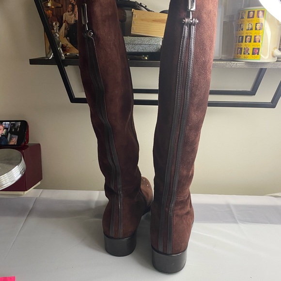 Le Pepe Italian womens Brown suede to the knee boots buckles Size 7 Plum Color - Picture 9 of 16